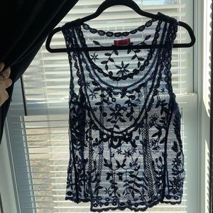 Sheer, Blue lace tank top